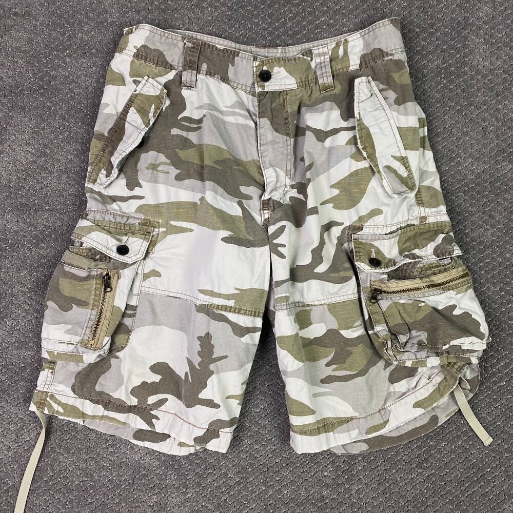 Vintage Y2K NOBO Camo Cargo Shorts Men's 36 No Boundaries Paratrooper Gorpcore